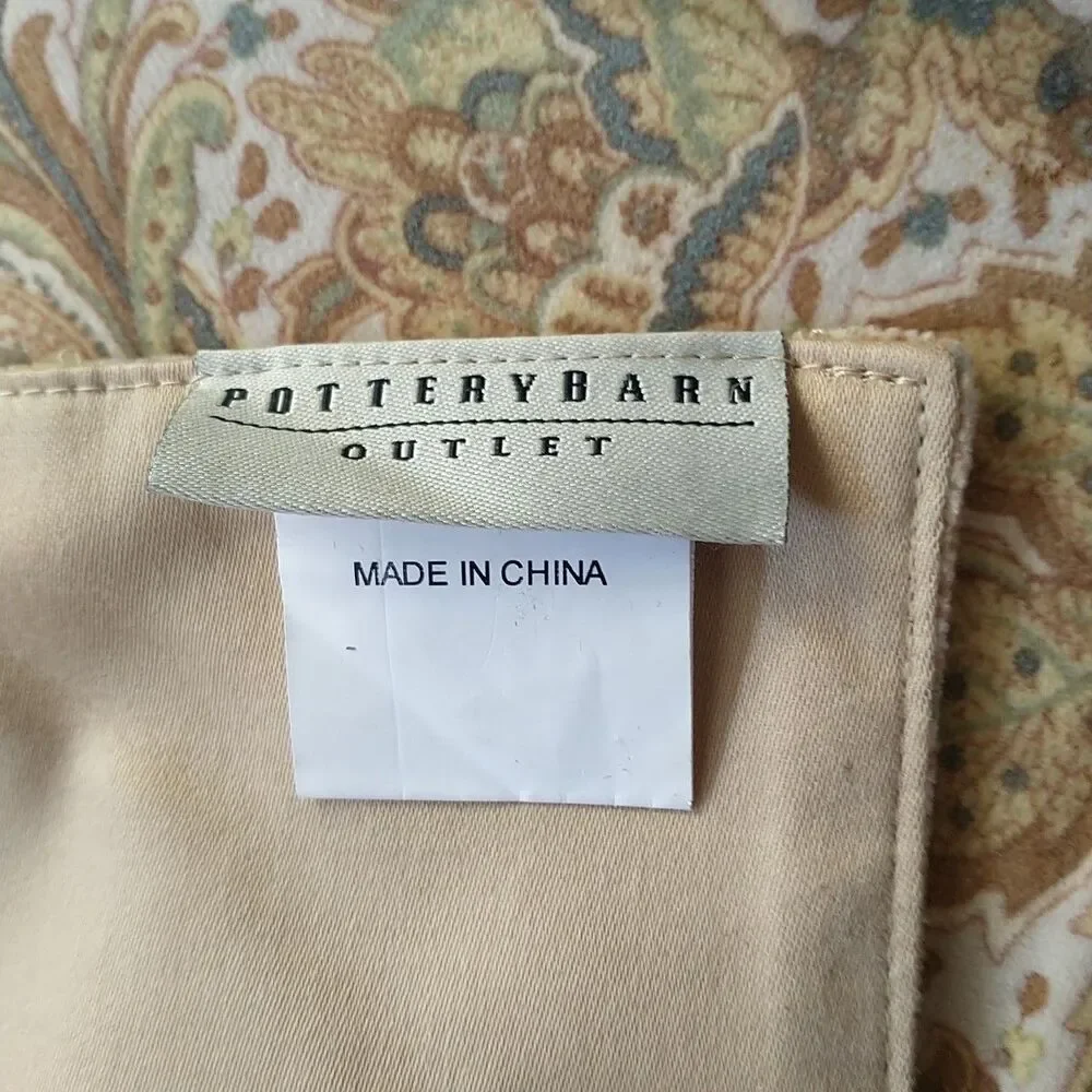 Pottery Barn Table Runner Dresser Scarf Beige Tan Floral Velour Velvet Cotton
